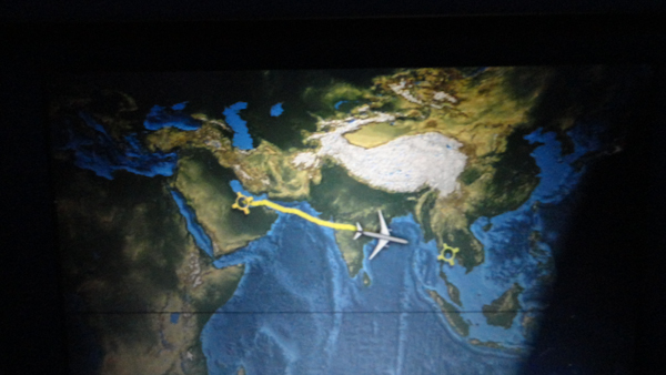 La ruta seguida tras pasar por India hacia Bangkok (Tailandia)