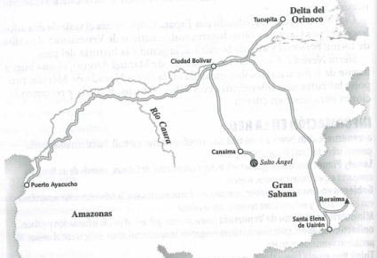 Mapa de situación - Ciudad Bolívar - Canaima - Salto Angel.