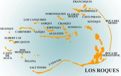 Los Roques - Mapa del archipiélago.
